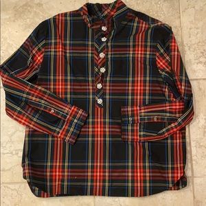 J. Crew red/blue/green shirt w crystal buttons